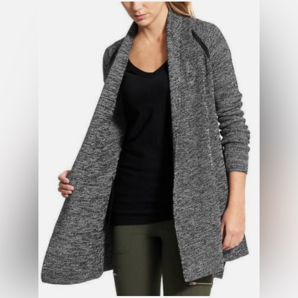 Athleta Horizon Sweater Cardigan, Black Heather
